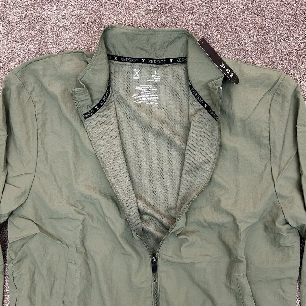 Xersion Men's Bomber Jacket Size L Green Full Zip Track Pockets Woven NWT $55